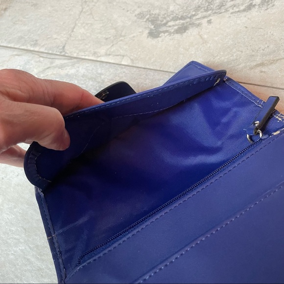 Lodis Royal Blue Leather Bifold Wallet Wristlet Clutch Removable Strap - Picture 5 of 9
